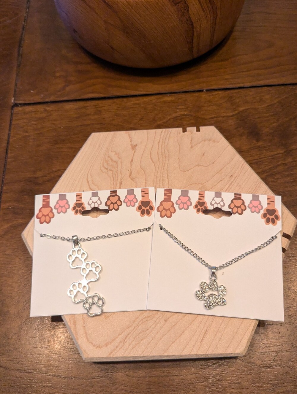 Bling Multi-Paw Print & Rhinestone Paw Print Pendant Necklaces